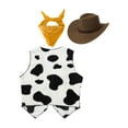 thumbnail image 2 of Yeahdor Kids Girls Cowboy Costume Cow Print Vest with Bandanna and Hat Set Cowgirl Cosplay Party Outfit Yellow 4T, 2 of 3