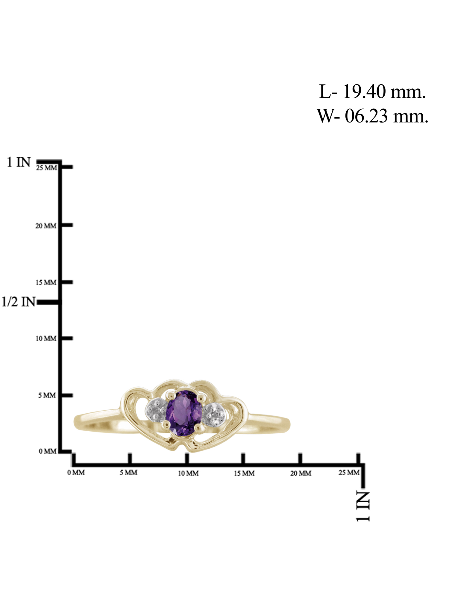 JewelersClub Amethyst Ring Birthstone Jewelry – 0.15 Carat Amethyst 14K Gold Plated Silver Ring Jewelry with White Diamond Accent – Gemstone Rings with Hypoallergenic 14K Gold Plated Silver Band - image 2 of 4