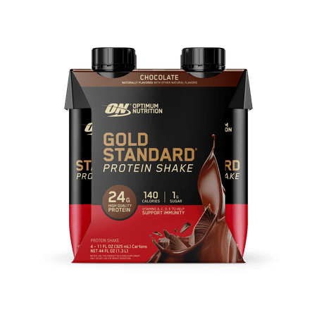 Optimum Nutrition Gold Standard Protein, Ready to Drink Shake, Chocolate, 4 Pk