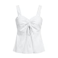 thumbnail image 3 of Miluxas Womens Summer Eyelet Embroidery Cami Top Sweetheart Neck Tie Front Peplum Hem Tank Top for Vacation Streetwear Daily White, 3 of 7