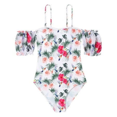 

ketyyh-chn99 Christmas Pajamas Short Sleeve for Family Parent Child Bikini Mother Daughter Swimsuit Suit Flowers Leaf Print