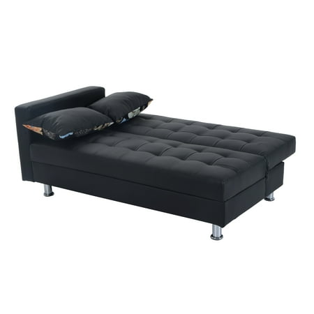 Twin Size Faux Leather Convertible Sleeper Sofa Bed With Storage Twin Size Faux Leather Convertible Sleeper Sofa Bed With Storage Ottoman