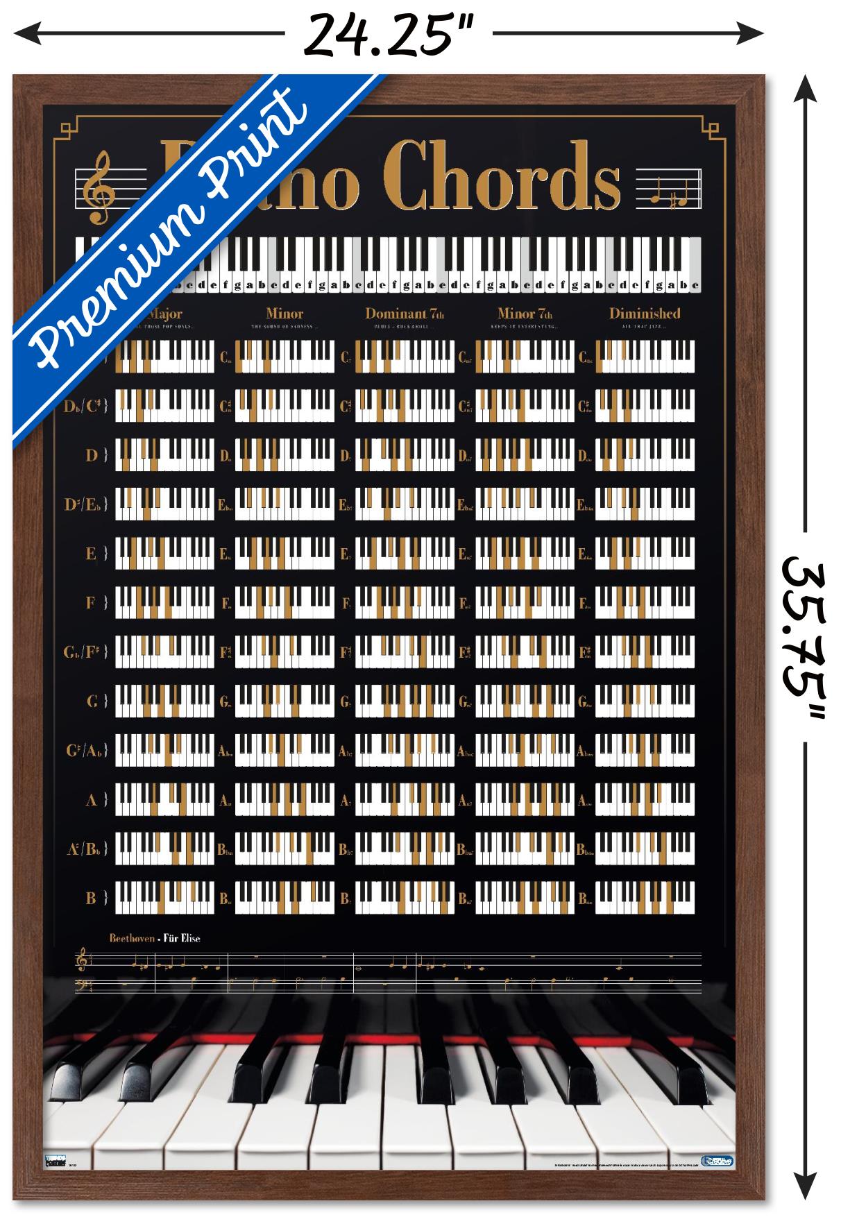 Reinders - Piano Keys Wall Poster, 22.375" x 34", Framed