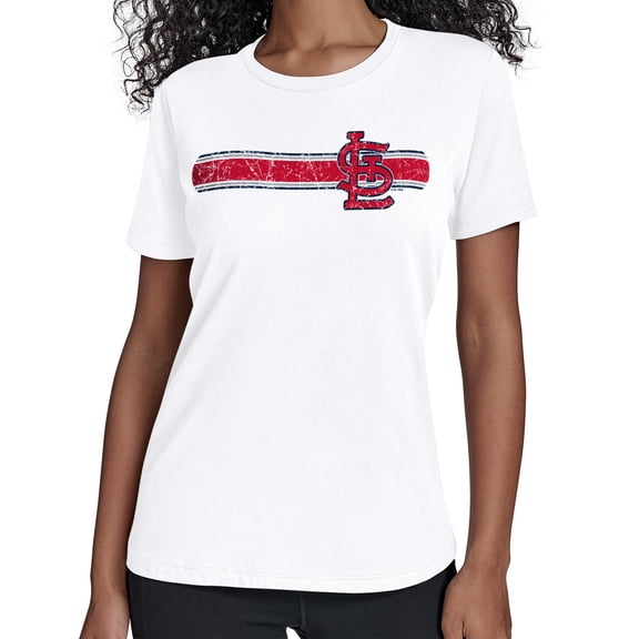Women's Starter  White St. Louis Cardinals Team Stripe T-Shirt