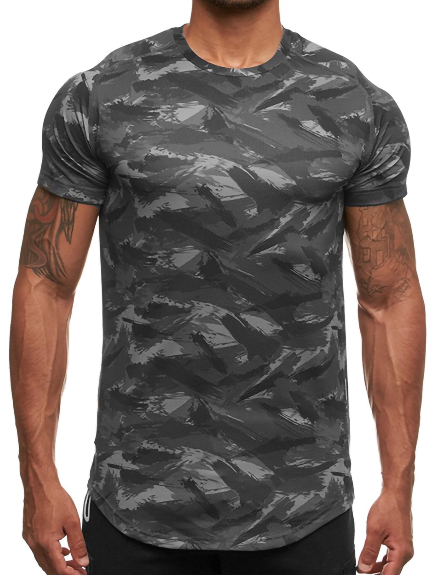 Mens Compression Base Layer Tops T-shirt Fitness Muscle Quick Dry Slim Tee Camo 