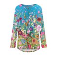thumbnail image 4 of Qertyioot Hauts de Mode pour Femmes, Blouse Décontractée à Manches Longues Col Rond Imprimé Folk-custom, 4 of 5