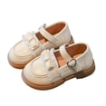 thumbnail image 2 of ITSAME Girls Platform Loafers, Closed Toe Adjustable Strap Soft Sole Kids School Uniform Dress Shoes Beige 11(Little Kids), 2 of 9