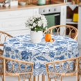 thumbnail image 4 of White and Blue Porcelain Waterproof Fabric Tablecloth, Rectangle Watercolor Wrinkle Oil-Proof Resistant Table Cover for Dining Table, Buffet Parties and Campin,(60" inch Round), 4 of 6