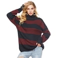 thumbnail image 3 of Womens Loose Fit Turtle Neck Stripe Sweaters, 3 of 4