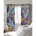 thumbnail image 4 of Spring Floral Kitchen Curtains Modern Oil Painting Abstract Art Cafe Short Curtains for Bathroom Blackout Window Curtain Grommet Small Window Treatment Tier Drapes for Bedroom Living Room 52"x45"x2, 4 of 9