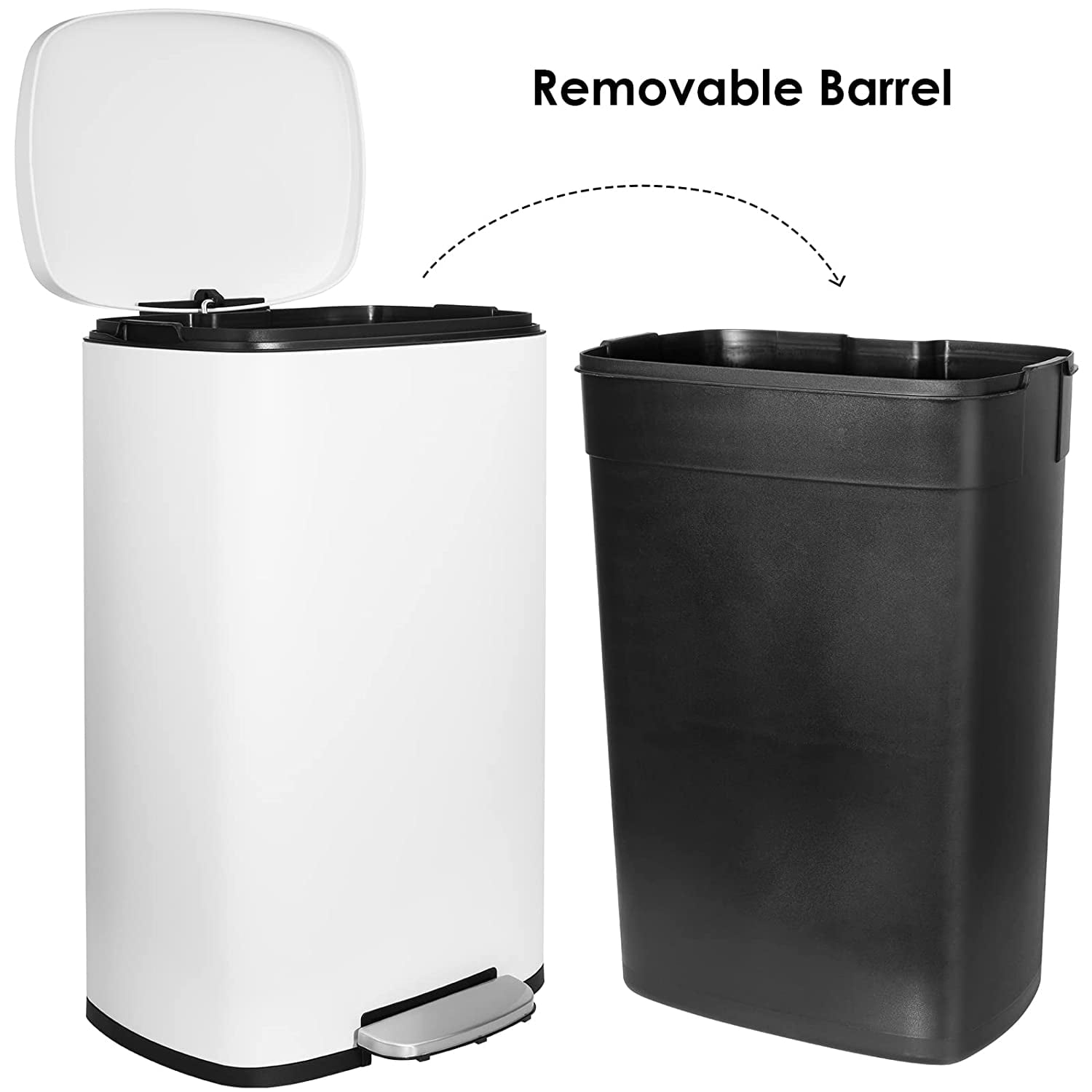 GARTIO 50 Liter / 13.2 gal Stepon Trash Can Stainless Steel Garbage