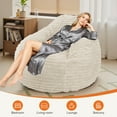 thumbnail image 4 of Gianna Oversized Plush Bean Bag Chair with Armrests, Comfy Fluffy Lounge Floor Sofa for Adults, Living Room, Bedroom, and Dorm, Gray, 4 of 5