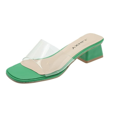 

Alueeu ladies shoes casual Fashion Womens Breathable Lace Up Shoes Chunky Heels Casual Sandals Green 39