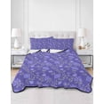 thumbnail image 3 of Purple Floral Queen Size Down Alternative Comforter, Lightweight Comforter Quilt Bedding Set with Pillow Shams Spring Abstract Art Flower Botanical All Seasons Bed Comforter Duvet Insert 90"x96", 3 of 7