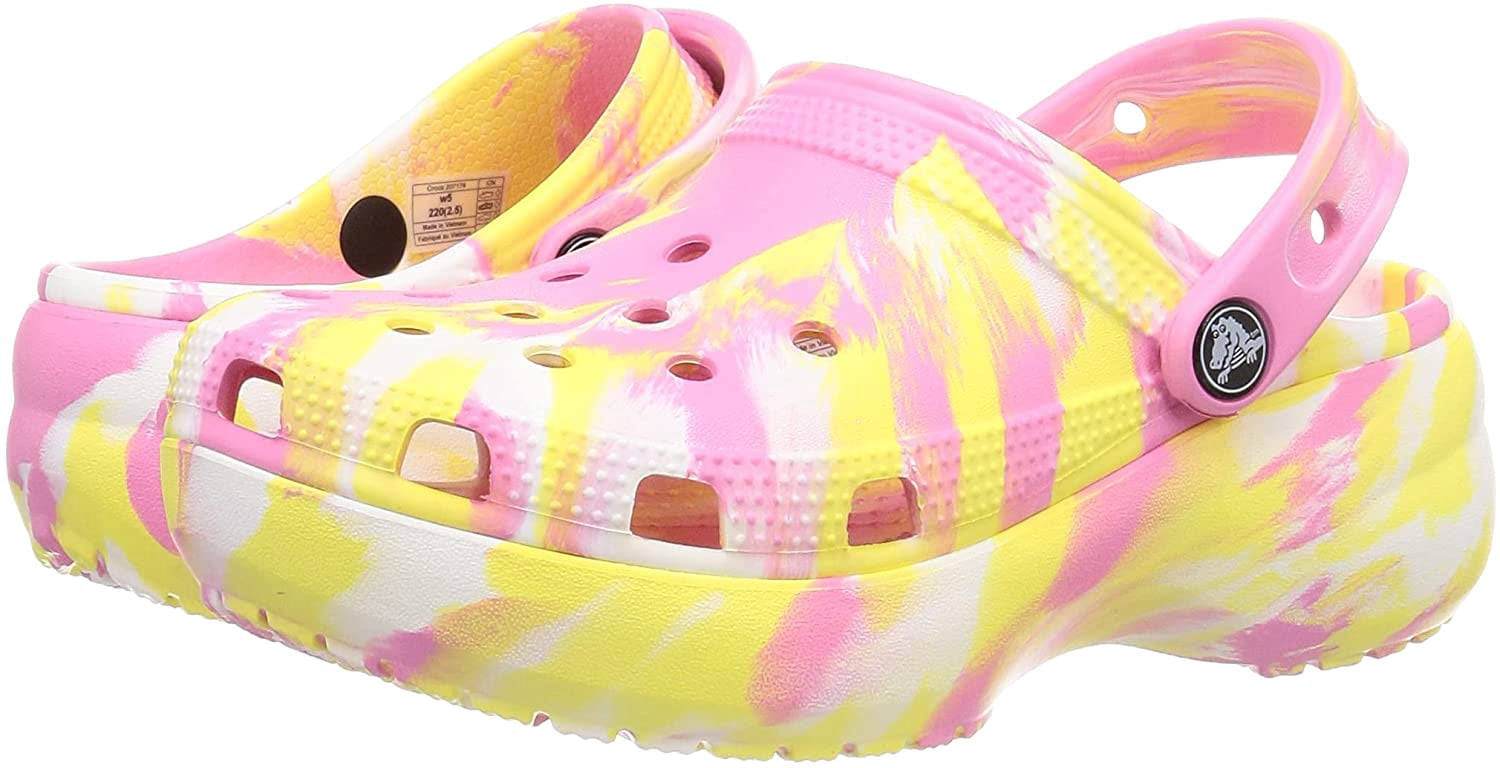 Crocs Womens Classic Clog Platform Shoes 7 Pink Tie Dye - Walmart.com