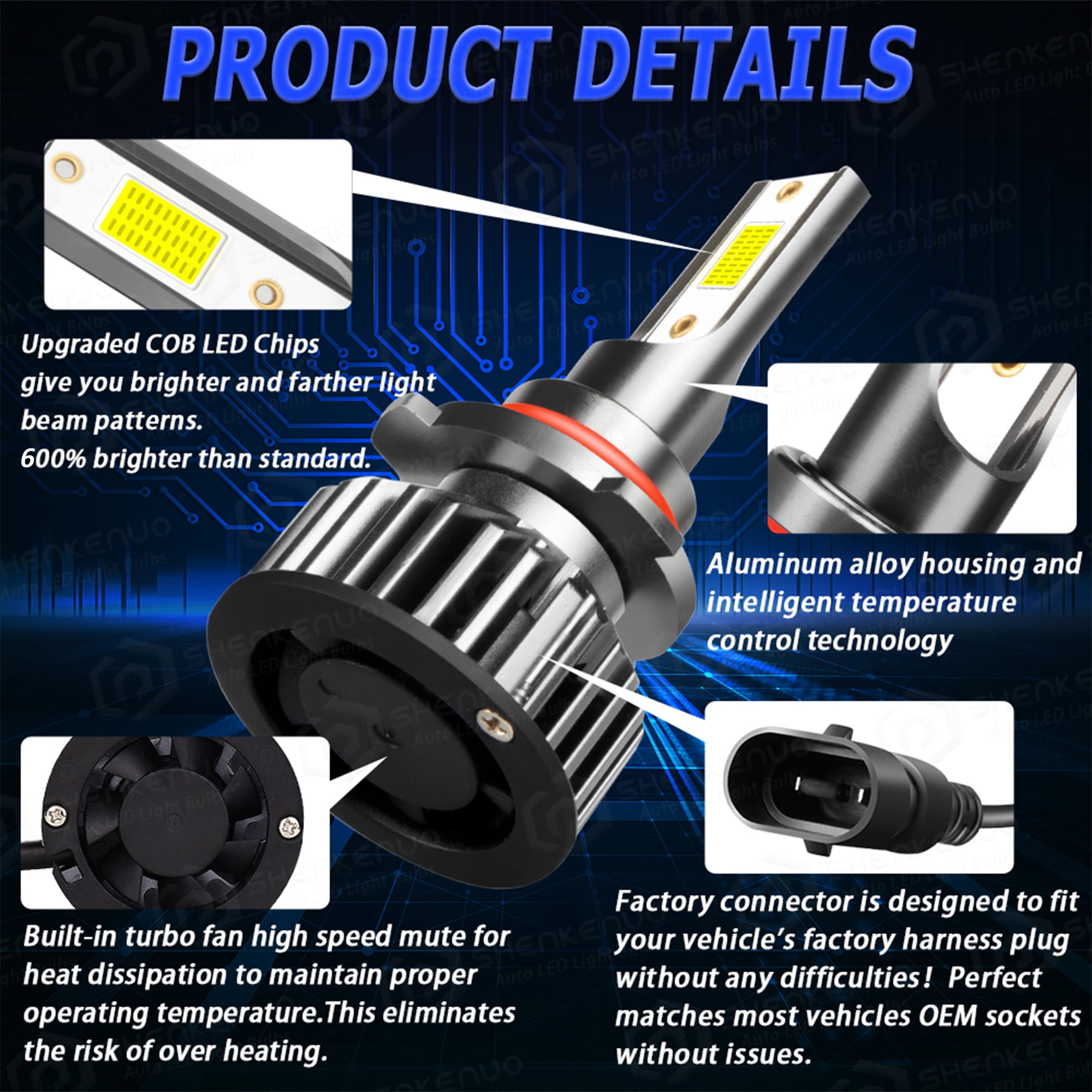For Toyota Rav4 2016 2017 2018 Headlights,9012 LED High/Low Beam and H11 Fog light Bulbs,4pcs