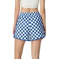 thumbnail image 6 of JWD Women's Checkered Shorts Elastic Waist with Drawstring Plaid Short Pants Beach Summer with Pockets Royal Blue White 2XL, 6 of 6