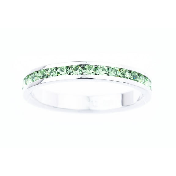 August Swarovski Crystal Birthstone Stackable ring in Sterling Silver