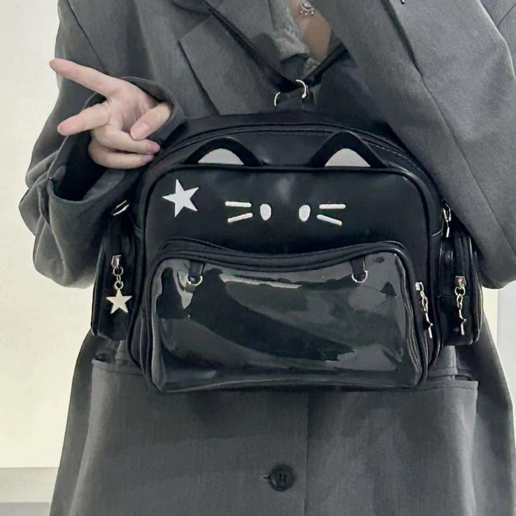 Milue Multifunctional Itabag Cats Backpack for Pin Enthusiasts with Display Window