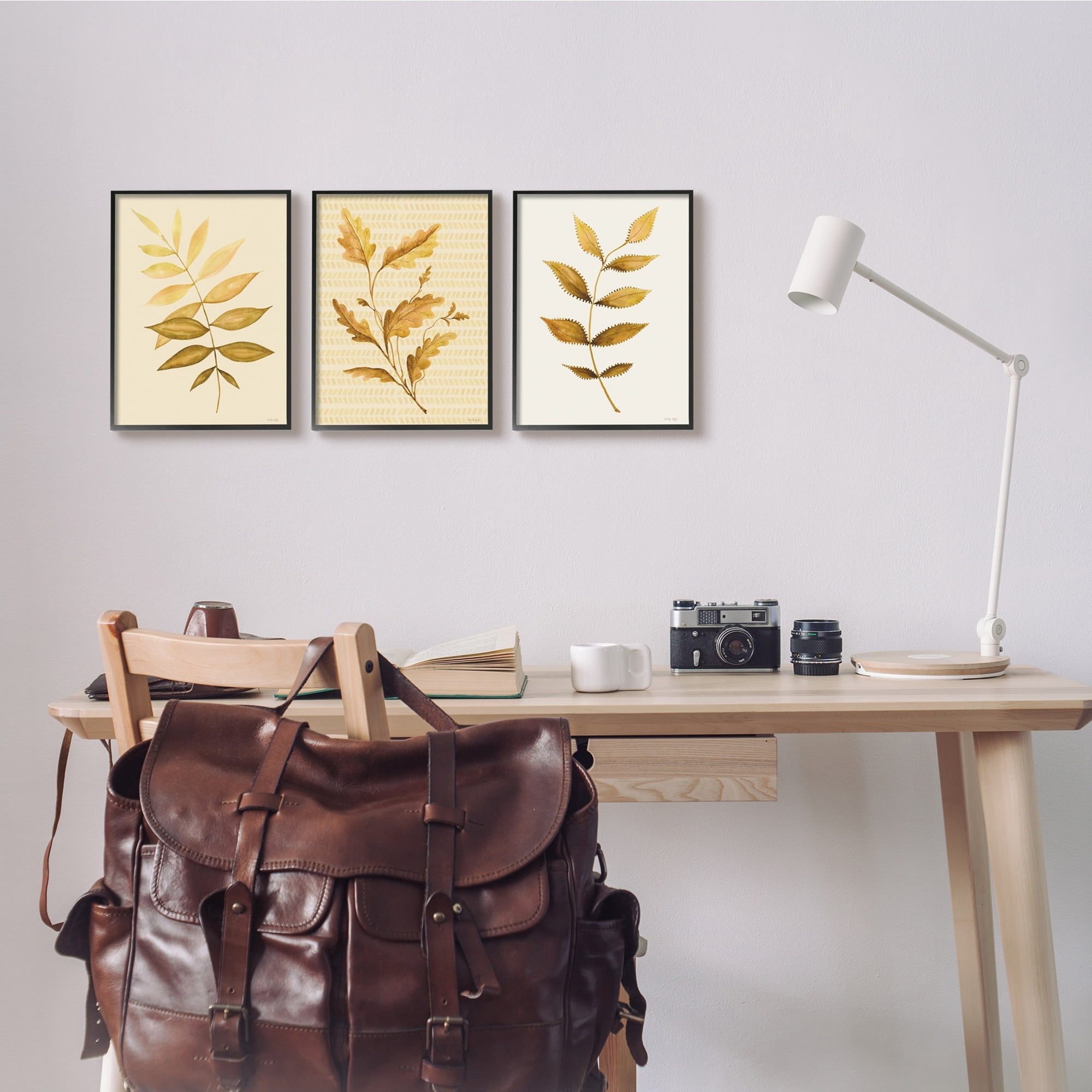 Stupell Industries Vintage Golden Plant Leaves Natural Stripe Patterned Design ,16 x 20, Design by Cindy Jacobs