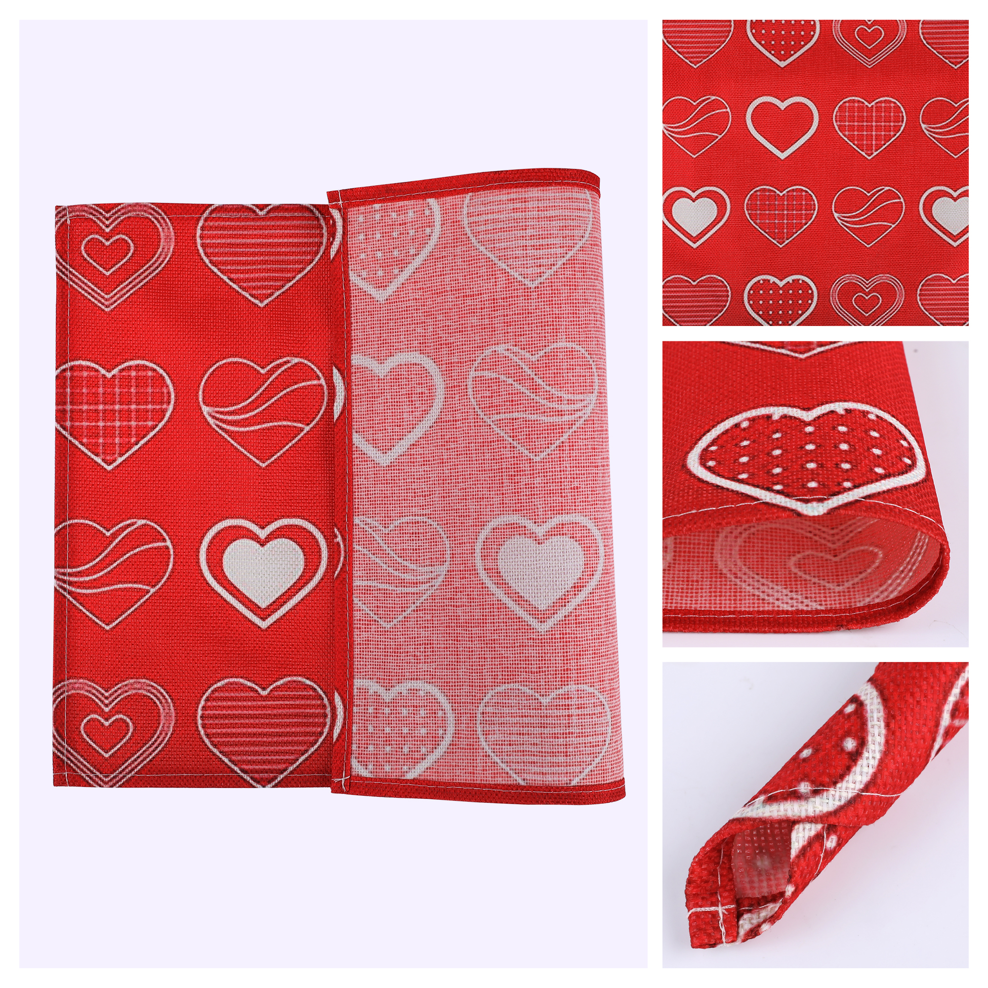 Unique Bargains Set of 6 Love Hearts Placemats for Anniversaries Heart