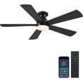 thumbnail image 2 of PHORUS 52in Ceiling Fan with Lights Flush Mount Modern Fan Light with Remote Dimmable LED 5 Blade Black for Bedroom Living Room, 2 of 10