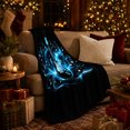 thumbnail image 3 of Blue Electric Guitar with Treble Swirls, Dynamic Graphic Style for Guitar Lovers, Neon Rock Melody and Father's Day Gift, Soft Flannel Blanket for Music Room and Bedroom, Home Decor, 3 of 9