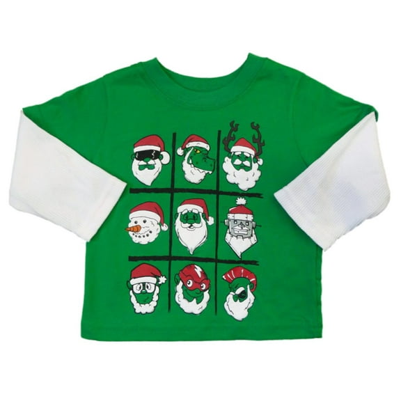 Infant & Toddler Boys Tic-tac-toe Santa Claus Long Sleeve Christmas T-Shirt 24m