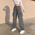 thumbnail image 1 of Pantalones Pantalón cargo para mujer Pantalones de hip hop de ajuste holgado Traje de calle vintage (Gris S) Cgtredaw Gris T S para Mujer, 1 of 9