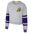 thumbnail image 2 of Women's Stadium Essentials Heather Gray Los Angeles Lakers 2024/25 City Edition Scrimmage Cropped Pullover Sweatshirt, 2 of 3
