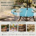 thumbnail image 6 of Round Outdoor Tablecloth with Umbrella Hole and Zipper, Vintage Cyan Blue Striped Tablecloth with Elastic Waterproof, Farmhouse Modern Stripes Boho Patio Table Covers for 45" - 54" Pool Tables, 6 of 9