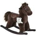 thumbnail image 2 of Qaba Kids Plush Ride-On Rocking Horse with Bear Toy, Children Chair with Soft Plush Toy & Fun Realistic Sounds, Brown, 2 of 9