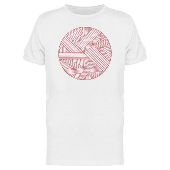 Abstract Line Art In Red Circle T-Shirt Men -Image by Shutterstock, Male 3X-Large