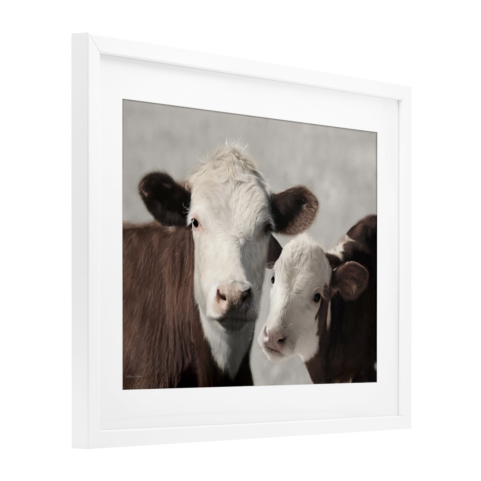 Stupell Industries Mommy & Me Cows White Framed Print Under Glass, design by Lori Deiter