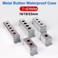 thumbnail image 2 of Caja de interruptor de botón pulsador de aluminio resistente al agua de 16 mm, 19 mm y 22 mm para equipos de control industrial con botones de metal, 1, 2, 3, 4, 5 y 6 orificios, 2 of 5