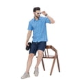 thumbnail image 6 of LA LEELA Mens Short Sleeve Button Down Casual Beach Shirt M Saltwater Fish White Blue, 6 of 6