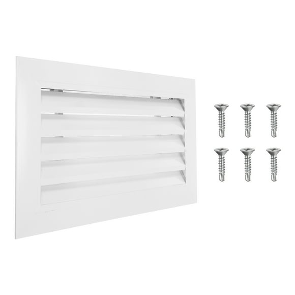 Uxcell Évent de Pignon 10x18 Pouces, 1 Pcs Évents de Remise Murale en Alliage d'Aluminium avec Passoire, Blanc