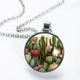thumbnail image 2 of Cactus Glass Design Circular Pendant Necklace - Stunning Women's Fashion Statement Jewelry, 2 of 5