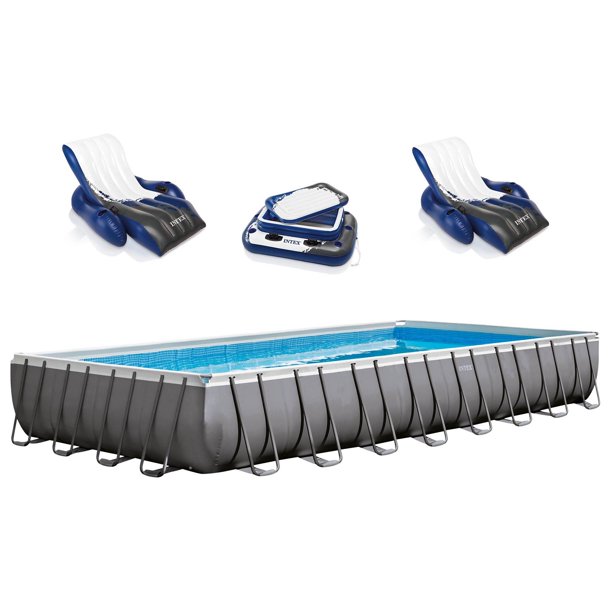 Intex 32ft x 16ft x 52in Ultra Pool w/ Reclining Loungers & Mega Chill Cooler - Walmart.com 