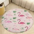 thumbnail image 4 of Flamingo Pattern Floral Medallion Round Rug - Small Round Area Rug, Soft Non-Slip Machine Washable Bedroom Mat Indoor Accent Entry Carpet for Office Desk Dorm Hallway, 4 of 6