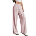 thumbnail image 5 of PWPSG High Waist Drawstring Pleated Wide Leg Casual Pants, Breathable Comfort Trousers for Daily Commute & Trendy Work Outfits Pink M, 5 of 5