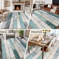thumbnail image 6 of Turquoise Grey Wooden Large Area Rugs for Bedroom Living Room, Soft Non Slip Carpet Bedside Rug, Farmhouse Teal Wood Rectangular Floor Cover Kitchen Accent Rug 5'x8' for Dining Room/Office, 6 of 9