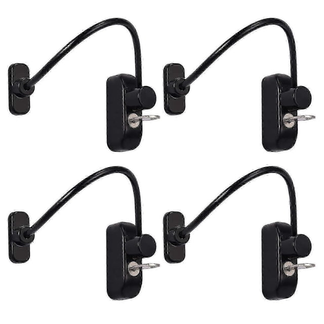 4pcs Sliding Lock Window Door Stay Lock Sliding Door Blocks Baby Child Security Latch Cable Catch Wires-black With Stainless Steel Key Garage Closet