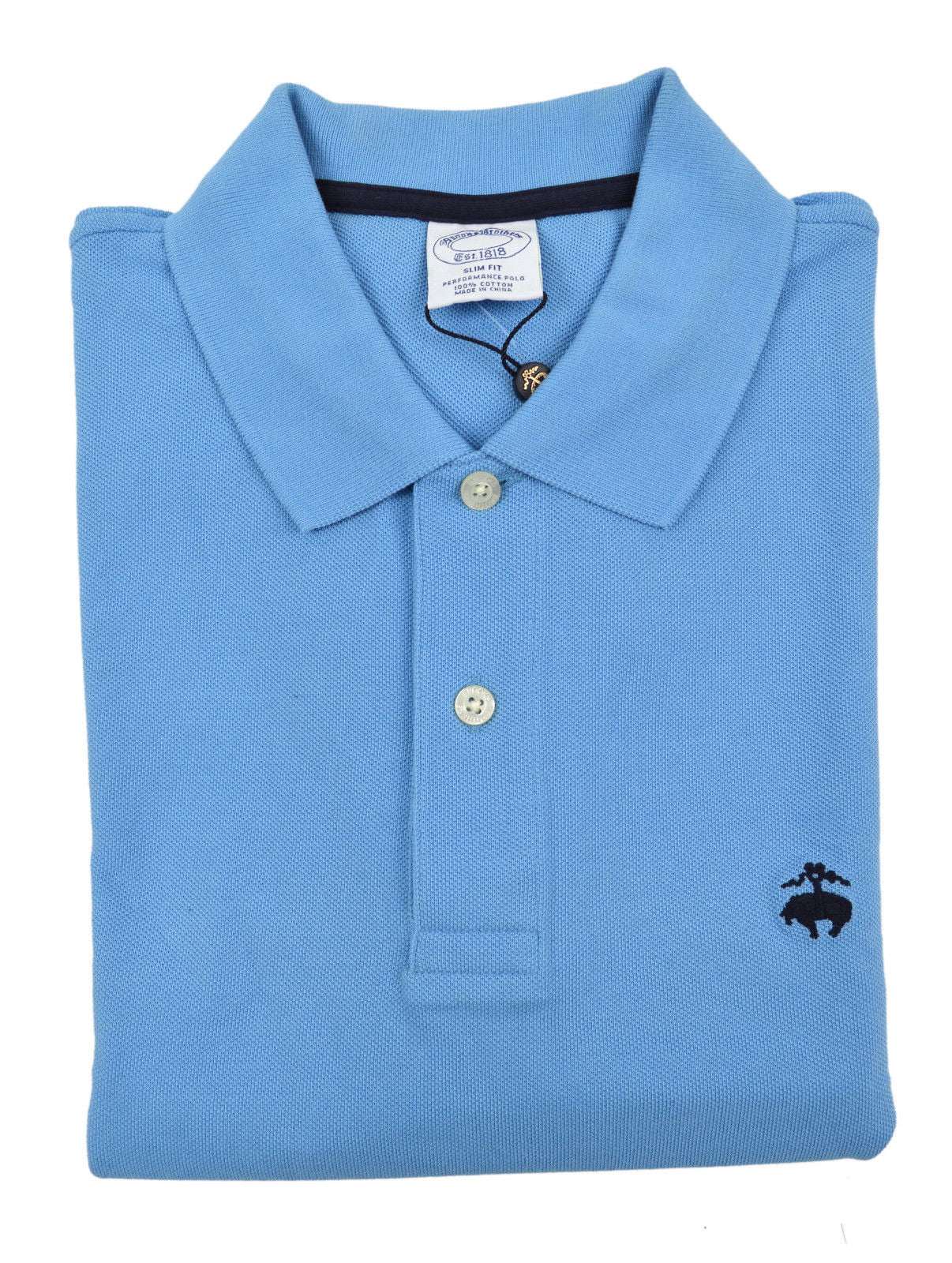 New 3670 Brooks Brothers Mens Blue Slim Fit Performance Polo Shirt Sz X ...