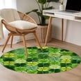 thumbnail image 4 of Small Round Rug 3Ft Washable Non-Slip, St. Patrick's Day Circle Area Rugs for Living Room Bedroom, Watercolor Green Lucky Shamrocks Spring Leaves Indoor Floor Mats Carpet Runner for Home Decor, 4 of 8
