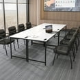 thumbnail image 3 of Costway Set of 4 Meeting Room Desk with Charging Station & Headphone Hook Metal Frame White, 3 of 7