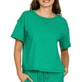 thumbnail image 3 of Zenana Cotton Slub Short Sleeve Tee and Pants Set, 3 of 3