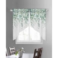 thumbnail image 3 of Teal Eucalyptus Leaves Swag Valances for Windows, Spring Floral Summer Botanical Rod Pocket Sheer Valances for Small Windows, Swag Toppers Light Filtering for Kitchen Living Room 2 Panels 28''x36'', 3 of 6
