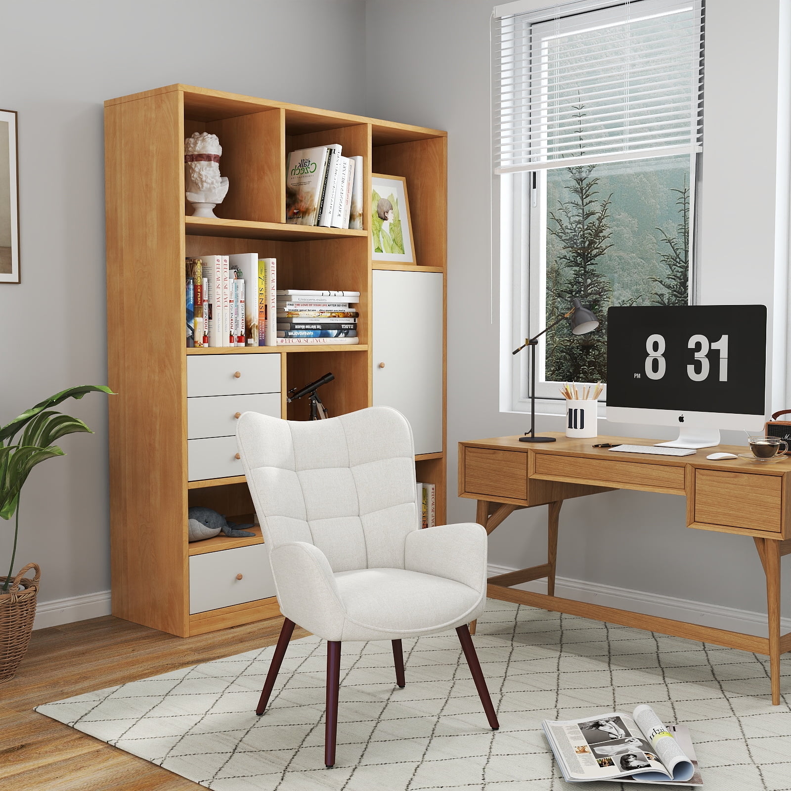 Homy Casa Waiting Room Guest Chair Office Reception Charis Lounge Charis for Living Room Bedroom Makeup, Beige