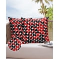 thumbnail image 6 of Pack of 2 Outdoor Pillow Covers, Red Black Abstract Geometric Mid Century Modern Waterproof Square Throw Pillowcase Cushion Decorative Pillow Covers for Couch Patio Tent, 24x24 in, 6 of 6